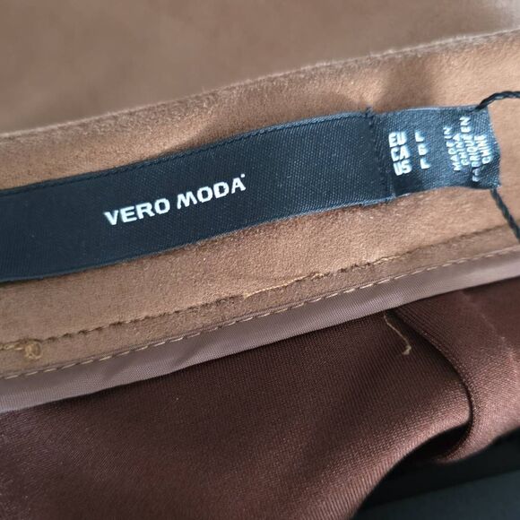 Vero Moda Women's Size Large Cognac Brown Preslie Faux Suede Mini Skirt - Picture 7 of 11
